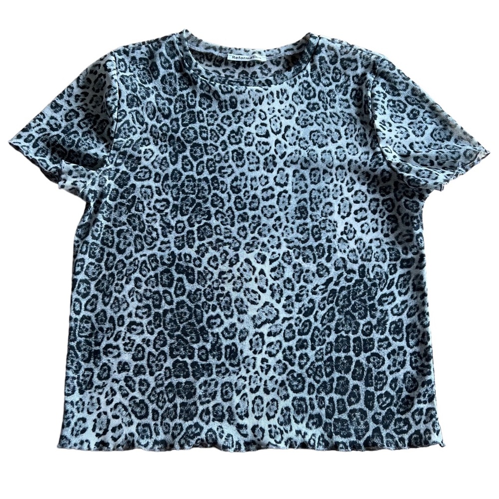 reformation leopard print sheer shirt small